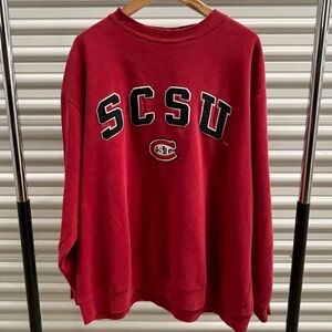 Red Long Sleeve Tee with Collegiate Style